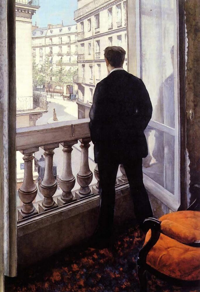 Jeune homme à sa fenêtre di Caillebotte, 1887