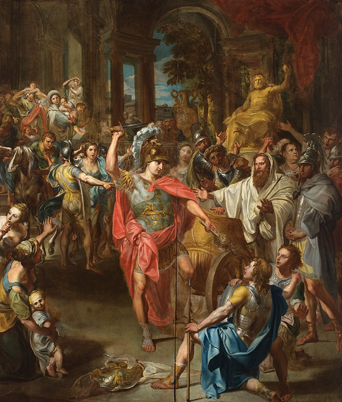 Lorenzo De Ferrari, Alexander and the Gordian Knot, 1740/1744, oil on panel, Musei di Strada Nuova, Palazzo Bianco, Genoa, PB 1784. Courtesy of Musei di Strada Nuova, Photo by Luigino Visconti