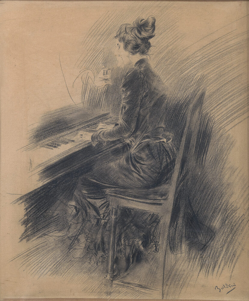 iovanni Boldini Pianista nell'atelier, 1900 circa Matita grassa su carta, 348 x 330 mm