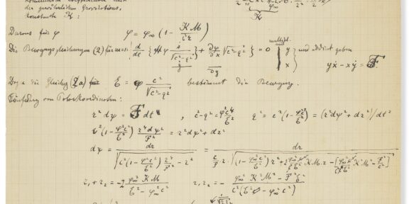 Manuscrit autographe de travail de 54 pages rédigé par Albert Einstein et Michel Bessso (1873-1955)