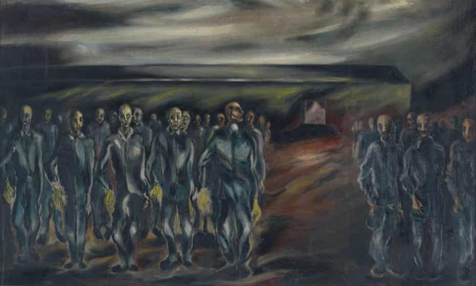 Roll Call in Concentration Camp by Boris Lurie. Some of the paintings in the exhibition evoke a true dread. Photograph: Courtesy of the Boris Lurie Art Foundation