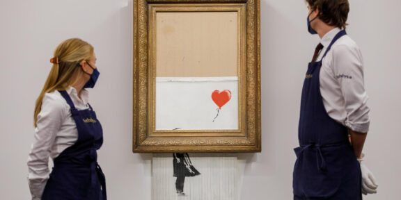 Banksy, Love is in the Bin, courtesy Sotheby's