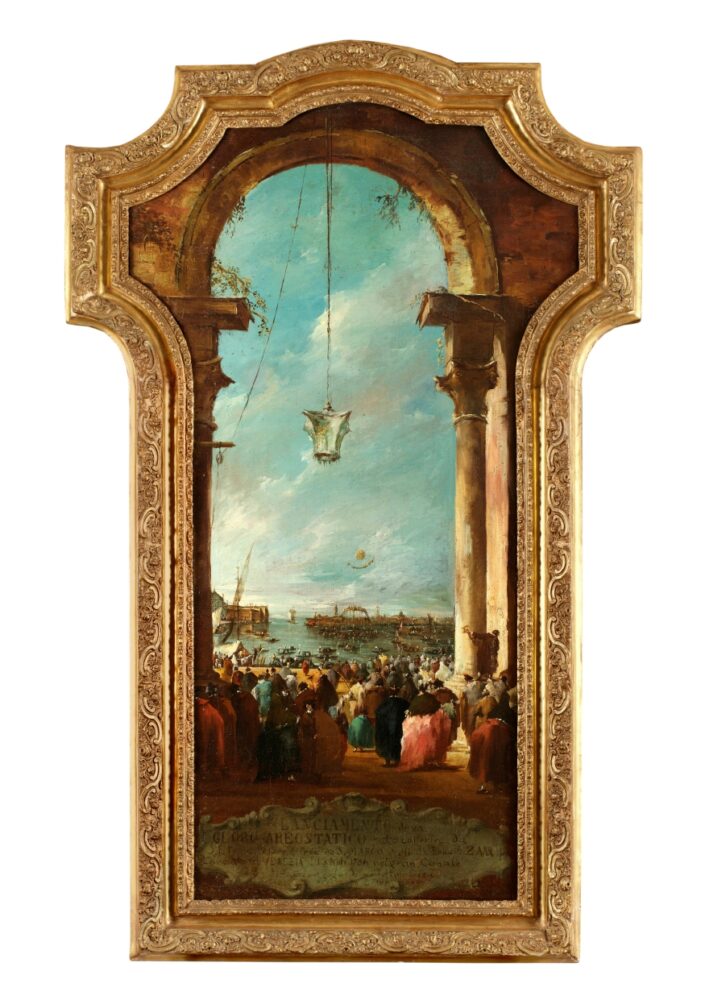 Francesco Zanin, Lanciamento della mongolfiera, Venezia (cm 134×75,5)