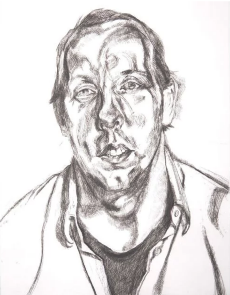 Il ritratto dell'artista David Dawson, inciso nel 1998 da Lucian Freud