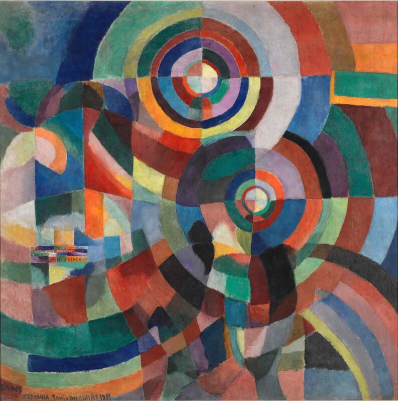 Sonia Delaunay, Electric Prisms (Prismes électriques), 1914, Oil on canvas, 250 x 250 cm. Purchased by the State, 1958, Attributed, 1958, Centre Pompidou Collection, Paris, Musée national d’Art moderne – Centre de création industrielle. Image © Centre Pompidou, MNAM-CCI/ Philippe Migeat/Dist. RMN-GP © Pracusa S.A.