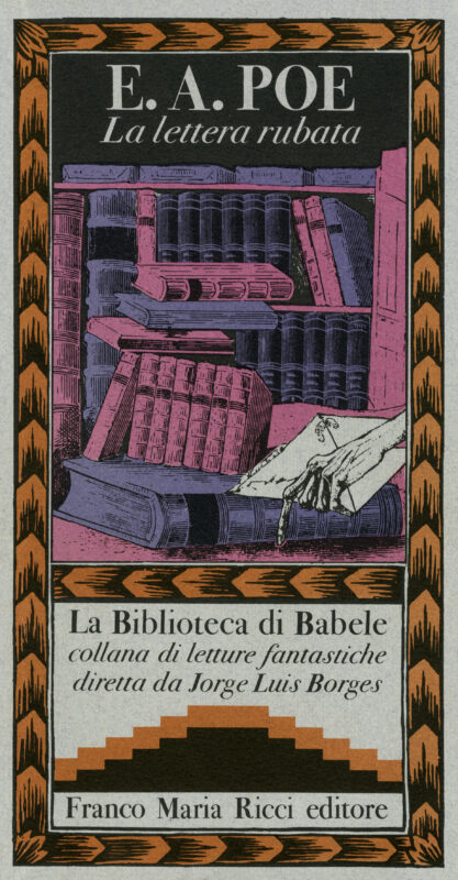 la copertina del volume La lettera rubata, pubblicato nel 1979 nella collana “La Biblioteca di Babele”