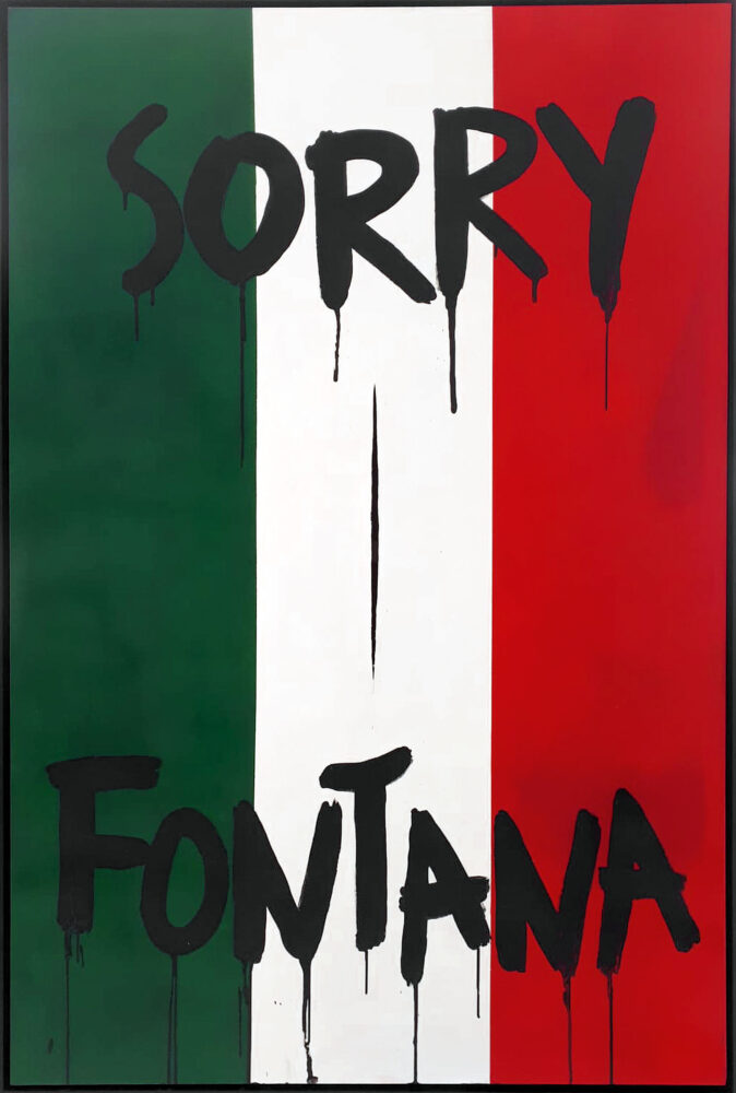 Simone D’Auria, Sorry Fontana, acrilico su tela, 150x100 cm