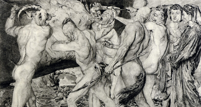 Otto Greiner (Lipsia 1869 – Monaco 1916) Dante e Virgilio all’Inferno 1896 – bulino - Collezione privata