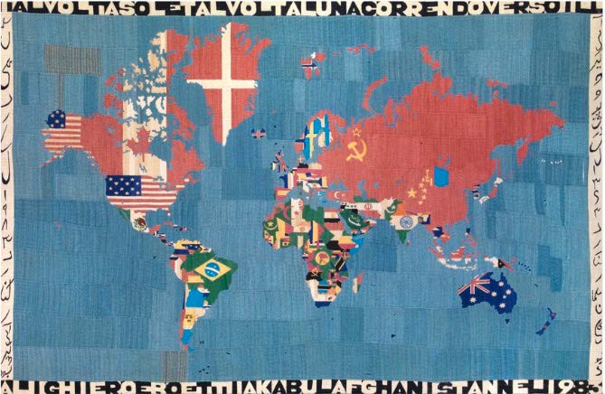 Alighiero Boetti, Mappa, 1983 ricamo su tessuto, 115 x 178 cm
