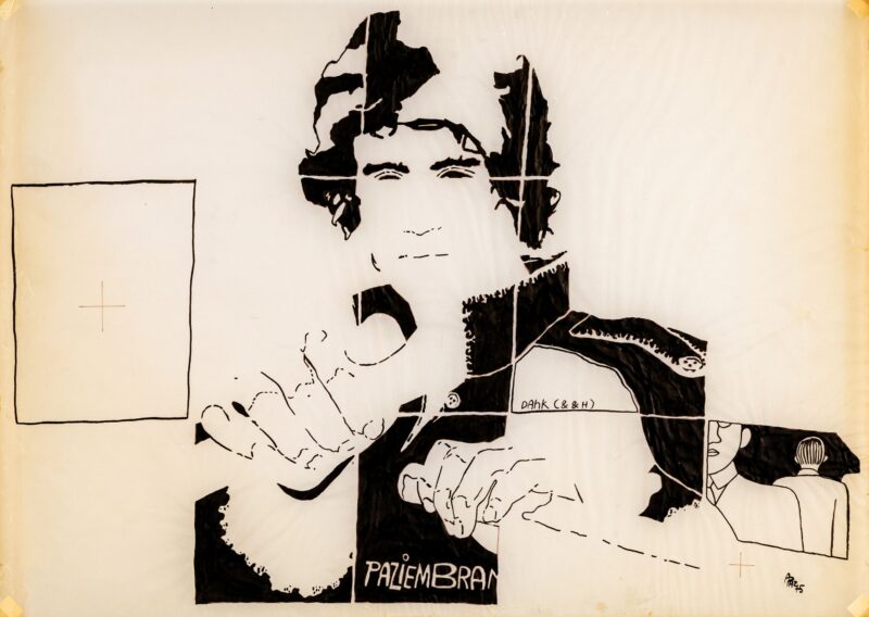 Andrea Pazienza, Paziembran, 1975, pennarello su foglio trasparente, cm 50x69