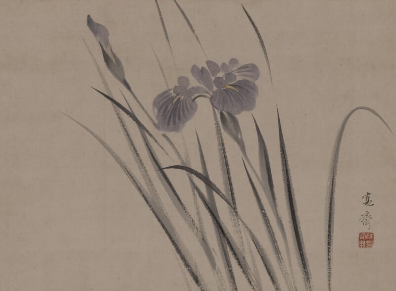 Mori Kansai (1814-1894) Iris oscillano al vento Dipinto a inchiostro e colori su carta, 29,5 x 39,9 cm
