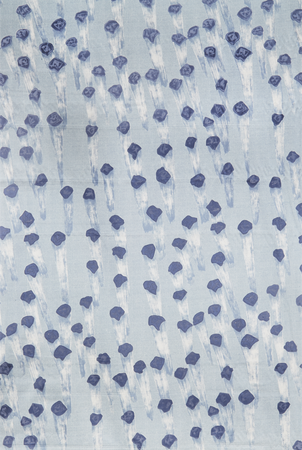 223 Lucio Fontana (1899-1969) Volo Spaziale Silkscreened fabric Edited by JSA Inscription on the edge: 'Man. Jsa ; Volo Spaziale ; disegno di Lucio Fontana' Model created in the 1950s H 135 cm × L 10 m Stima € 5.000 - 7.000