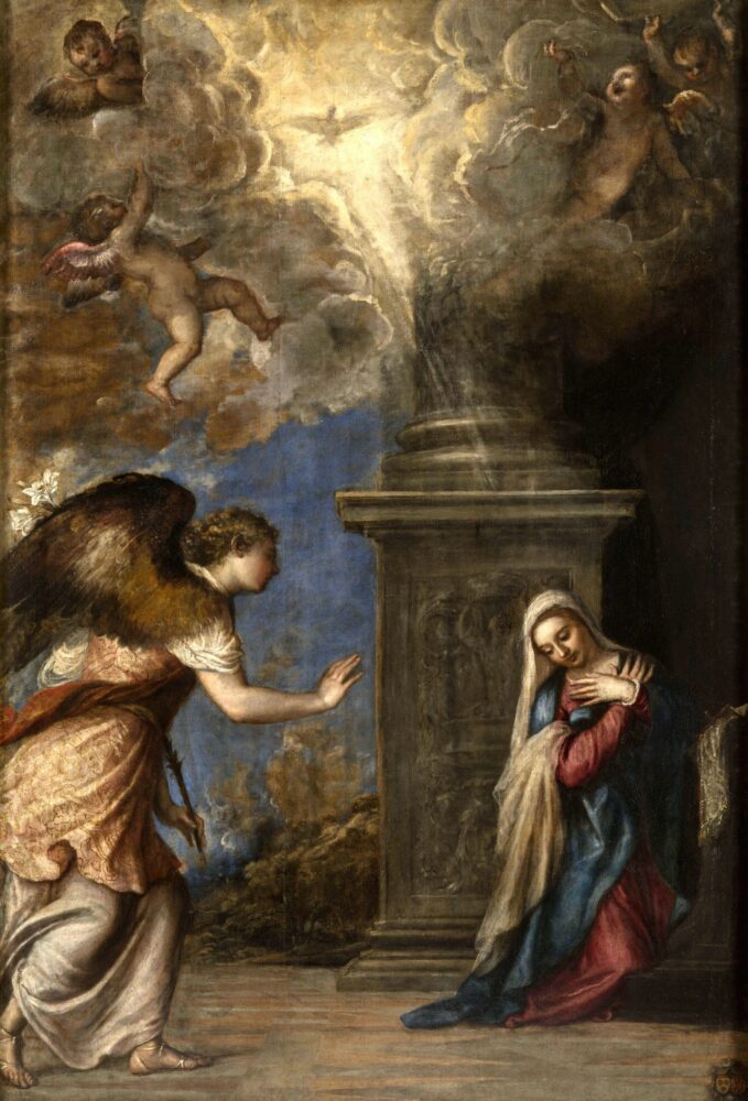 Tiziano, Annunciazione, Olio su tela, cm 281,5 x 193,5, Napoli, Museo e Real Bosco di Capodimonte