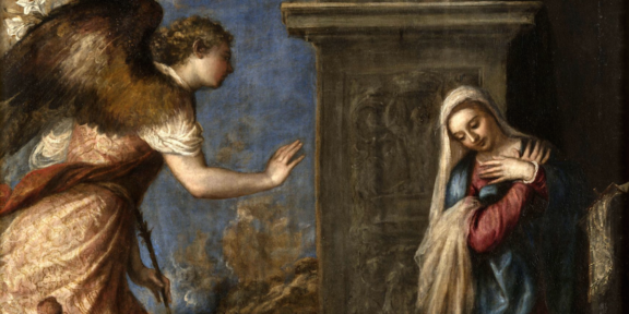 Tiziano, Annunciazione, Olio su tela, cm 281,5 x 193,5, Napoli, Museo e Real Bosco di Capodimonte (particolare)