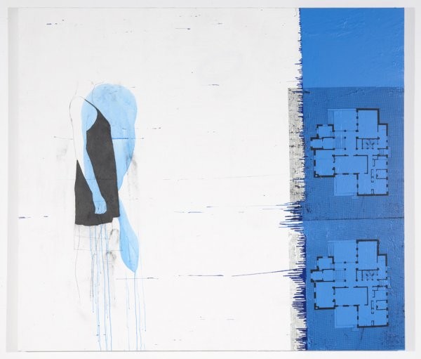 Julião Sarmento Wittgenstein Blue Disappearing Act, 2011 mixed media 195 x 220 x 6 cm