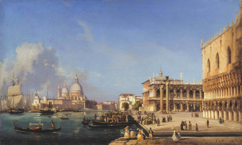 Caffi I. - Venezia Palazzo Ducale, olio su tela 55 x 91 cm