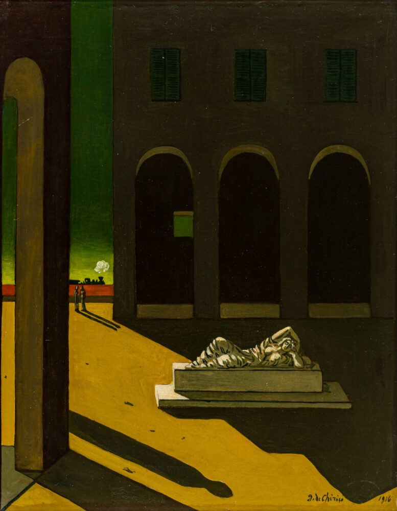 Giorgio De Chirico, Piazza d'Italia con Arianna, metà anni '40, olio su tela, 62,7 x 49,8 cm