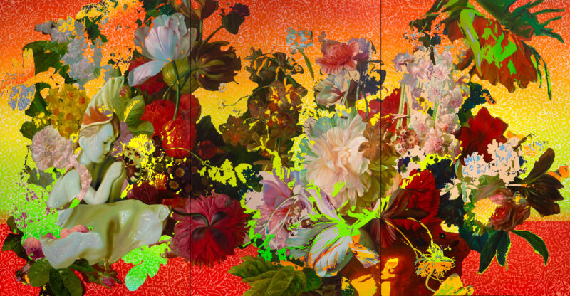 Rafael Megall, Are there Mangy Cats, 2020, olio su tela, 250x480 cm