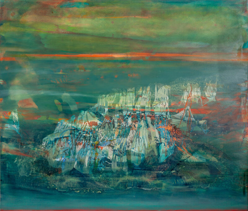 Veronica de Giovanelli, Sediments, 2021, olio e acrilico su tela/oil and acrylic on canvas, 170 x 200 cm. Courtesy Boccanera Gallery Trento/Milano