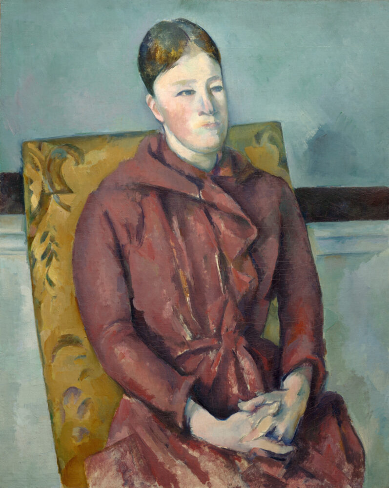 Paul Cézanne, Madame Cézanne in a Yellow Chair, ( 1888-90). Courtesy of the Art Institute of Chicago.