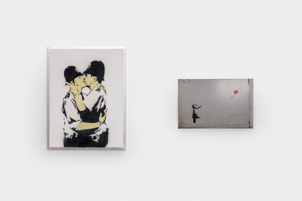 Banksy, Kissing Coppers & Girl with Balloon. Credit Joshua White, courtesy Sotheby's
