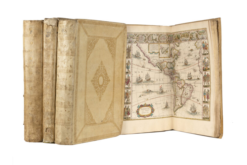 BLAEU Willem, BLAEU Joan e Johannes JANSSONIUS Theatrum Orbis Terrarum sive Novus Atlas. Amsterdam: Blaeu (vols. 1-3) e Janssonius (vol. 4), 1644-1646. Venduto: € 56.250
