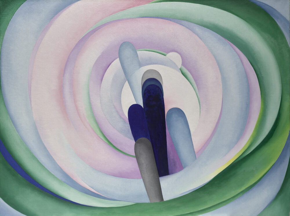 GEORGIA O’KEEFFE, GREY BLUE & BLACK-PINK CIRCLE, 1929, Oil on canvas, 91.4 x 121.9 cm Dallas Museum of Art, Gift of the Georgia O‘Keeffe Foundation © Dallas Museum of Art. Photo: Courtesy Dallas Museum of ArT