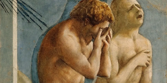 Un particolare di Adamo e Eva di Masaccio, nella Cappella Brancacci