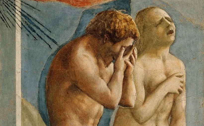 Un particolare di Adamo e Eva di Masaccio, nella Cappella Brancacci