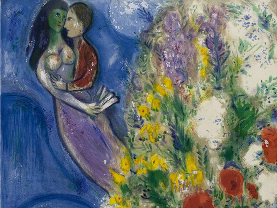 Marc Chagall, Coppia di amanti e fiori, 1949