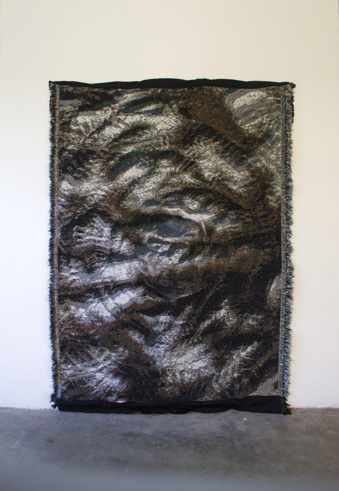 Fabio Roncato, Polaris, 2019, Tapestry, recycled plastic and natural yarn, 270 × 200 cm. In collaboration with Bonotto SPA. Courtesy the artist.