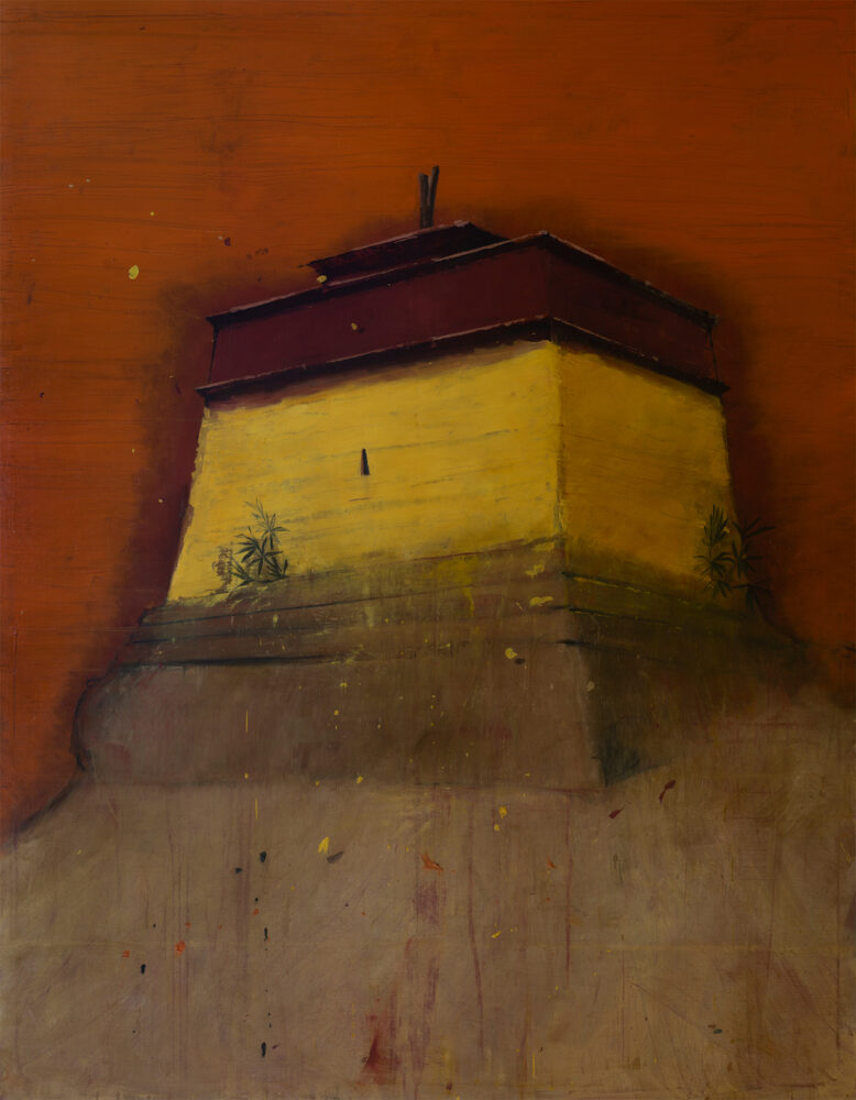 ALEJANDRO CAMPINS Falso peregrino, from The Series Tíbet  2022 olio su tela 243 x 202 cm