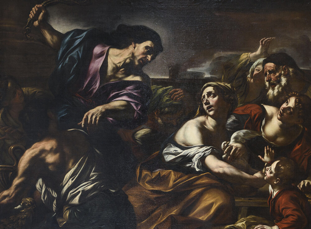 Giovanni Battista Beinaschi, La cacciata dei mercanti dal tempio. Lotto 50, stima € 12.000-18.000.