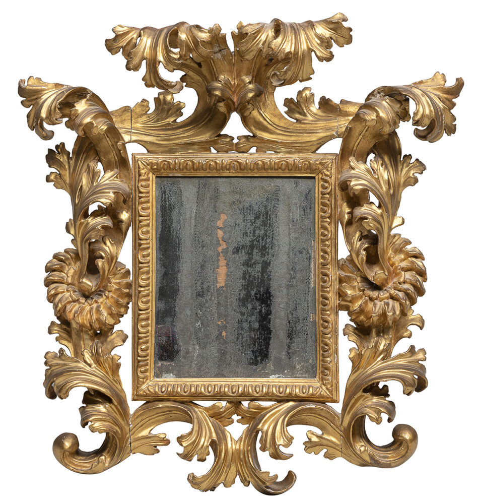 Specchiera in legno dorato, Roma periodo Barocco. Lotto 69, stima € 1.500-2.000.