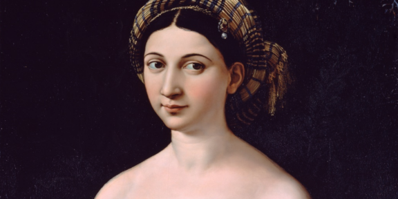 Particolare della Fornarina di Raffaello, a Palazzo Barberini