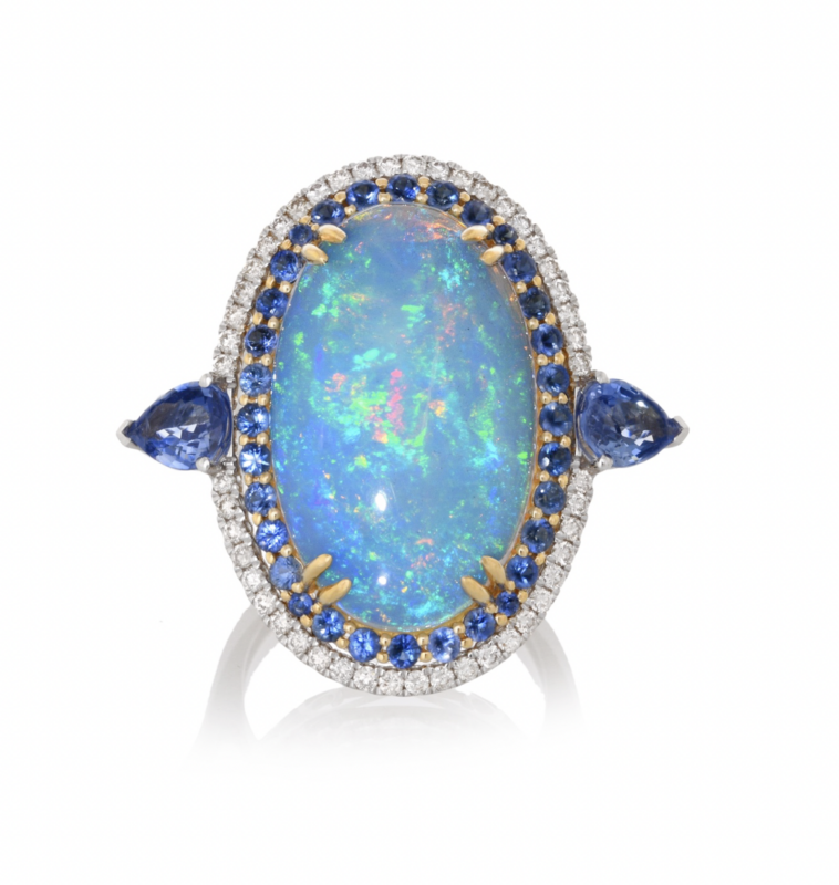 Moda Chic cristallo blu topazio pietre preziose diamanti anelli e