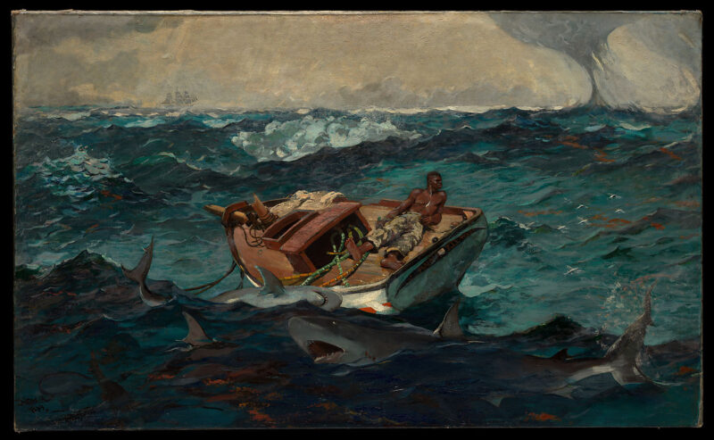 Winslow Homer, The Gulf Stream, 1899. Oil on canvas, 28 1/8 x 49 1/8 in. (71.4 x 124.8 cm). The Metropolitan Museum of Art, New York, Catharine Lorillard Wolfe Collection, Wolfe Fund, 1906