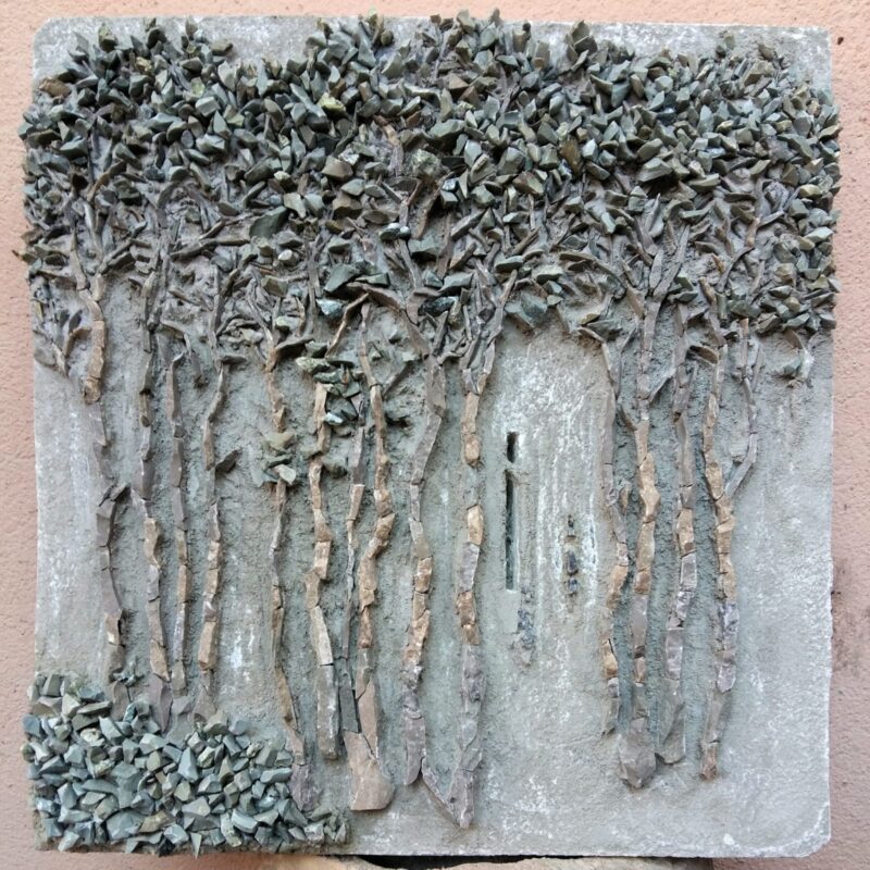 9. Takako Hirai, Awai no mori (2020-2022; mosaico, 22,5 x 21,5 x 3 cm)