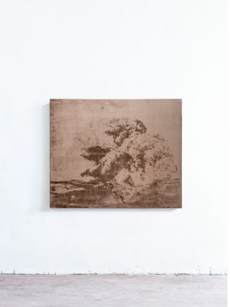 Fog, tecnica mista su velluto, 100 x 120 cm, 2020
