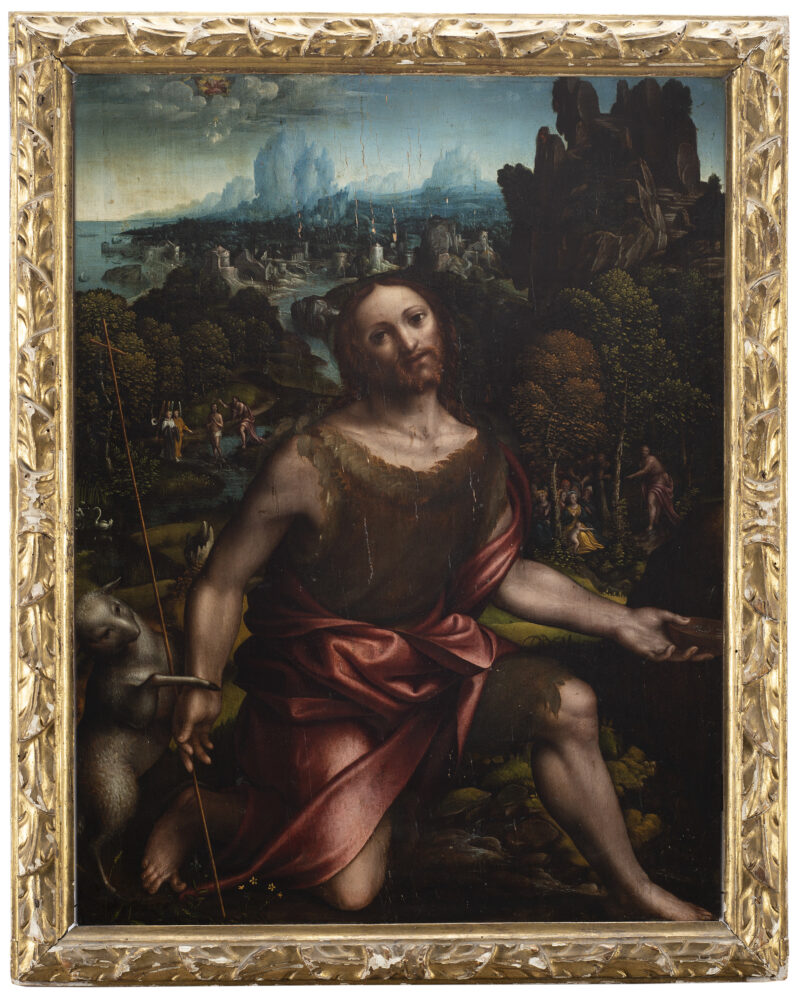 Maestro leonardesco attivo nella prima parte del secolo XVI, San Giovanni Battista, olio su tavola, cm 68x50,5 Venduto: € 62.500