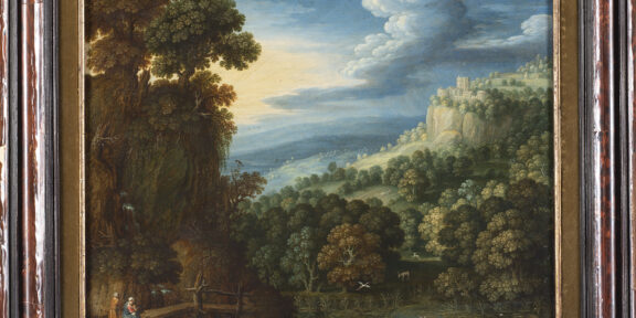 Marten Rijckaert (1587 - 1626) Paesaggio boschivo con riposo durante la fuga in Egitto Olio su rame, cm 22x35 Venduto: € 50.000
