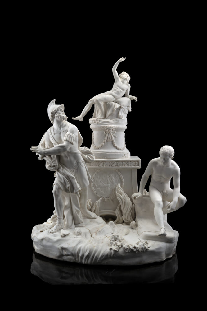 Lotto 108: Tagliolini Filippo "Altare a Bacco" gruppo in biscuit della Real Fabbrica Ferdinandea, 1785-1789 (cm 33x43x26) (difetti) Stima: € 28.000 - 30.000