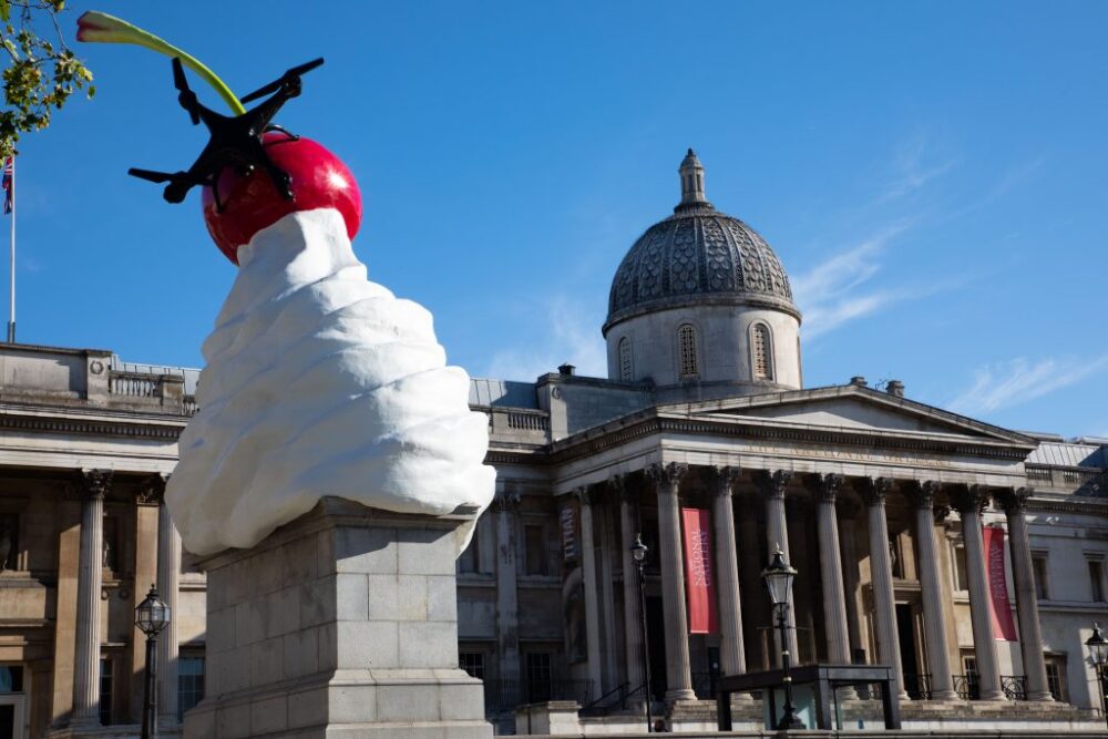 THE END by Heather Phillipson on Trafalgar Square’s Fourth Plinth. Credit: David Parry/PA Wire