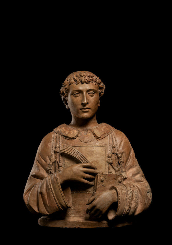 Donato di Niccolò di Betto Bardi, detto Donatello (Firenze, 1386 ca. - Firenze, 1466) San Lorenzo, 1440 ca. Terracotta. Londra, Collezione privata. Curtesy Colnaghi Gallery