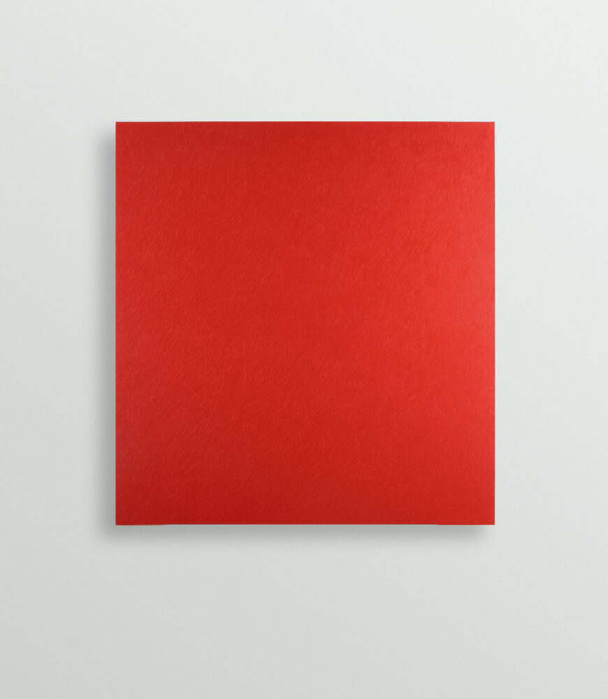 Sonia Costantini, IB15-22 “Rosso saturnino”, 2015, acrilici e olio su lino, 67x62,5 cm. Ph Bruno Bani, Milano. Courtesy l’artista