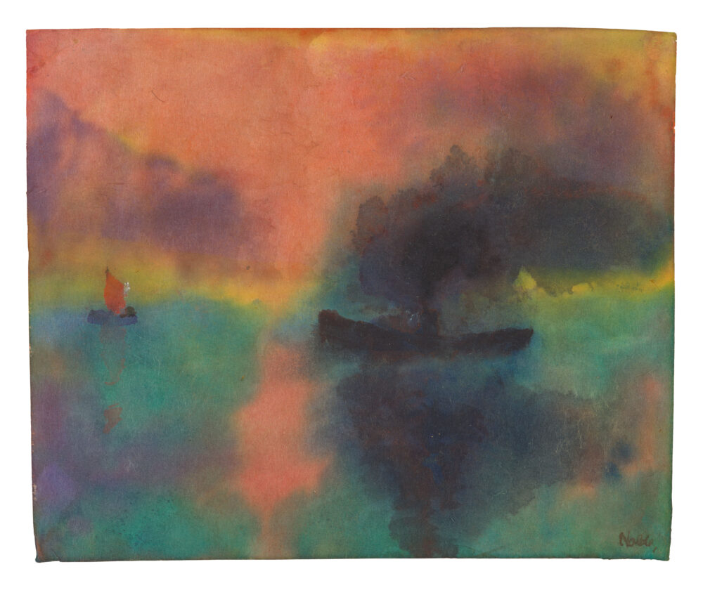 Emil Nolde, Seascape con piroscafo e barca a vela. Stima 120-150 mila
