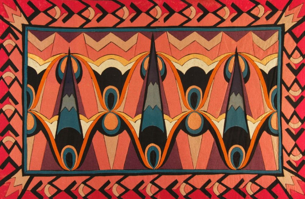 Bice LAZZARI 1900 - 1981 Arazzo [Tapestry], 1928 Machine-sewn black colored Lenci cloth 78.5 × 117 cm (BIL180)