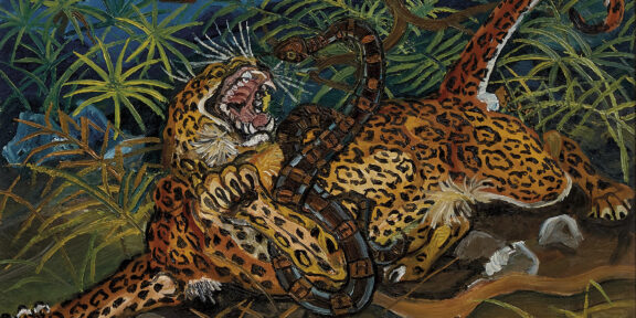 Antonio Ligabue, Leopardo con serpente. Venduto a