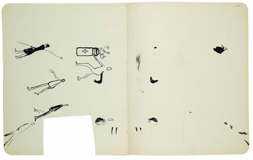 Pages in the sketchbook of Franz Kafka (ca. 1901-07). The Literary Estate of Max Brod, National Library of Israel, Jerusalem. Photo: Ardon Bar Hama.