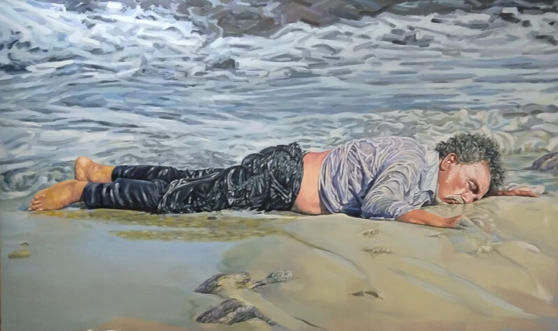 Mario Benedetto, Spiaggiato, 2018. Olio,180x300 cm